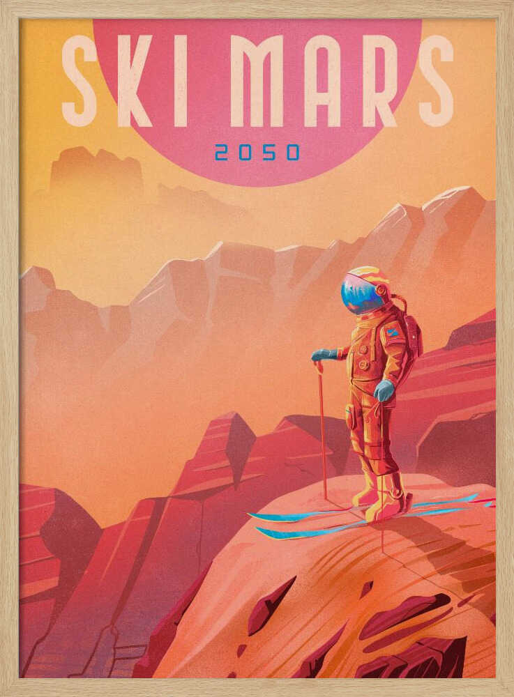 Ski Mars - Stretched Canvas, Poster or Fine Art Print