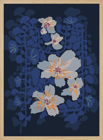 Orchids Shadow Blue Notes - Stretched Canvas, Poster or Fine Art Print I Heart Wall Art