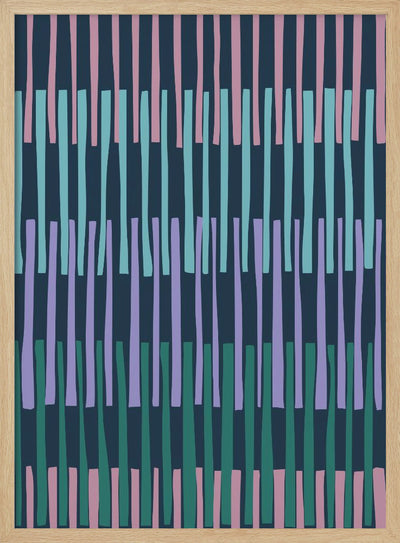 Block print geometrics stripes dark blue - Stretched Canvas, Poster or Fine Art Print I Heart Wall Art