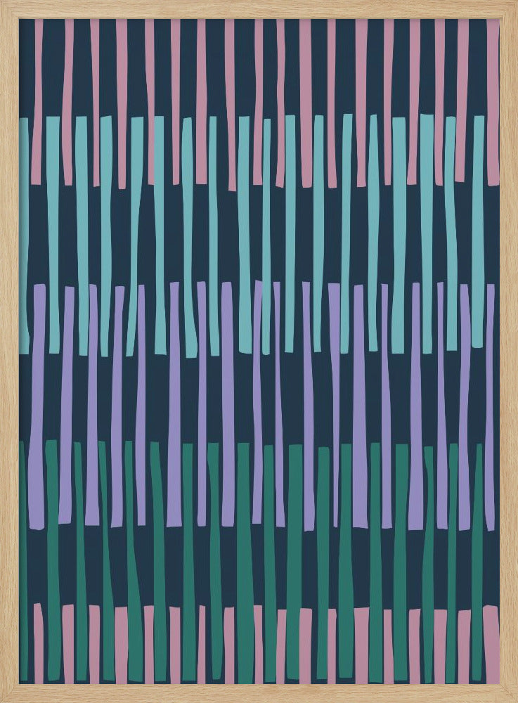 Block print geometrics stripes dark blue - Stretched Canvas, Poster or Fine Art Print I Heart Wall Art