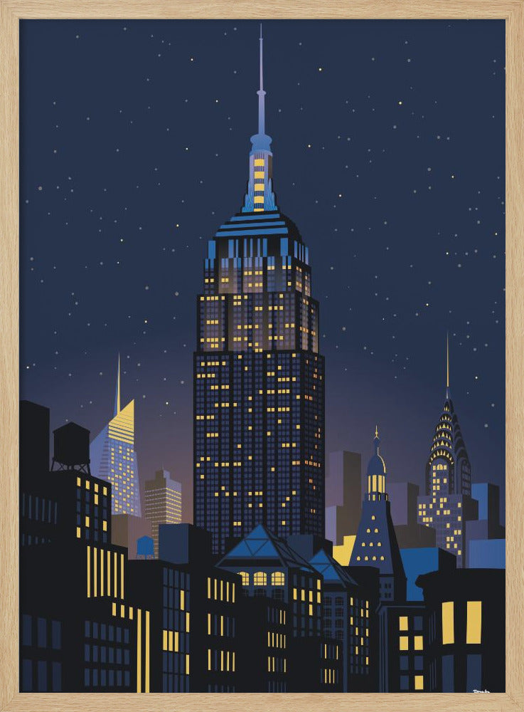 NYC Manhathan by night - Stretched Canvas, Poster or Fine Art Print I Heart Wall Art