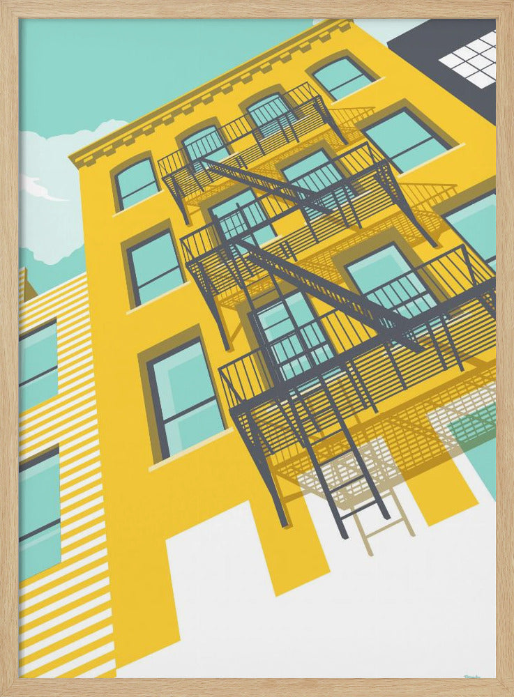 NYC Brooklyn Yellow - Stretched Canvas, Poster or Fine Art Print I Heart Wall Art