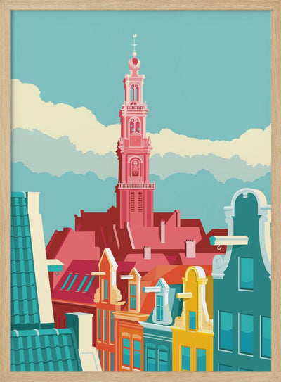 Amsterdam Westerkerk Jordaan - Stretched Canvas, Poster or Fine Art Print I Heart Wall Art