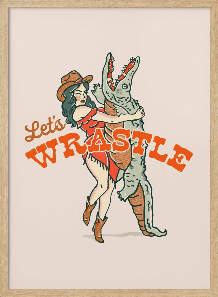 Lets Wrastle Poster - Stretched Canvas, Poster or Fine Art Print I Heart Wall Art