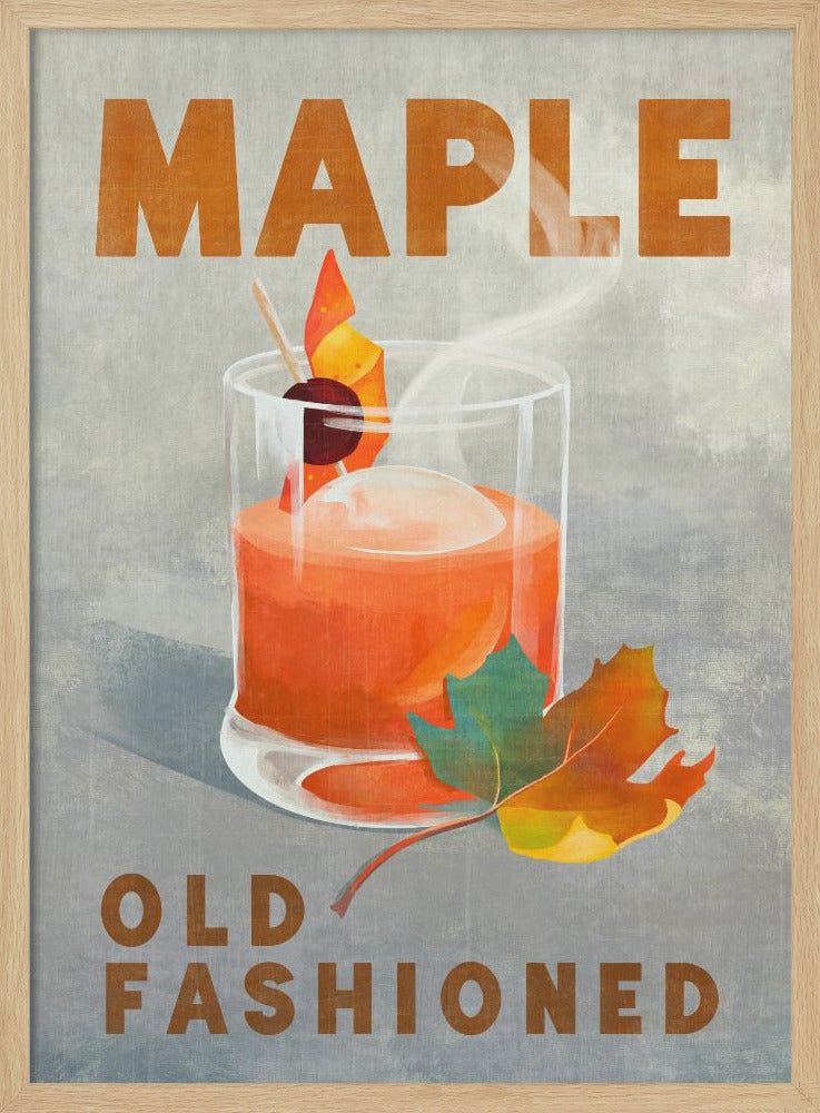 Maple Old Fashioned Cocktail - Stretched Canvas, Poster or Fine Art Print I Heart Wall Art