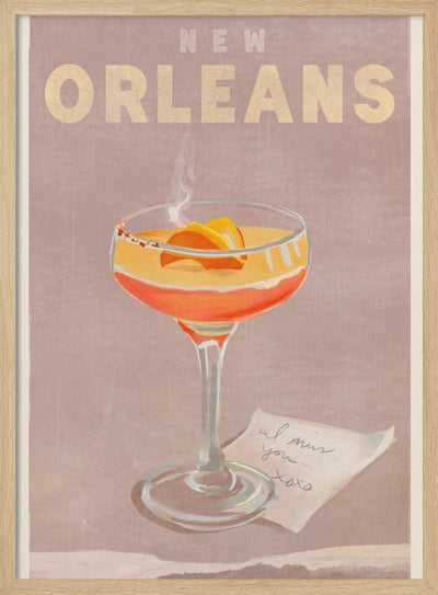 New Orleans Cocktail Travel Poster - Stretched Canvas, Poster or Fine Art Print I Heart Wall Art