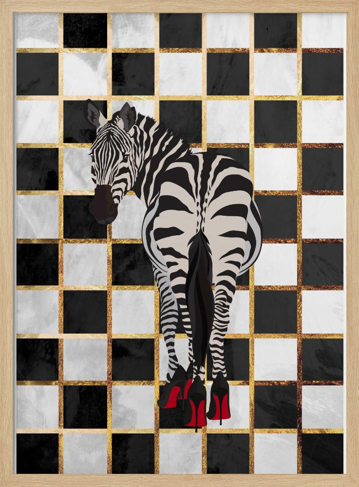 Zebra Heels Checkerboard - Stretched Canvas, Poster or Fine Art Print I Heart Wall Art