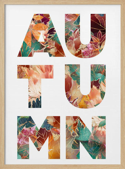 Autumn Leaves typography - Stretched Canvas, Poster or Fine Art Print I Heart Wall Art