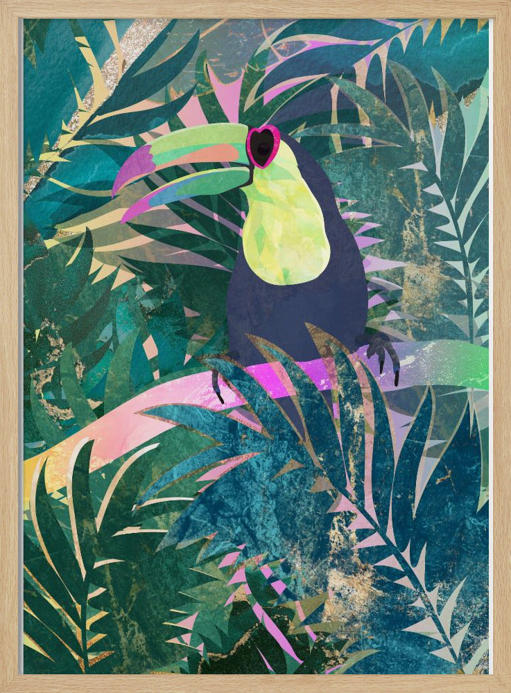 Jungle Rainbow Toucan - Stretched Canvas, Poster or Fine Art Print I Heart Wall Art
