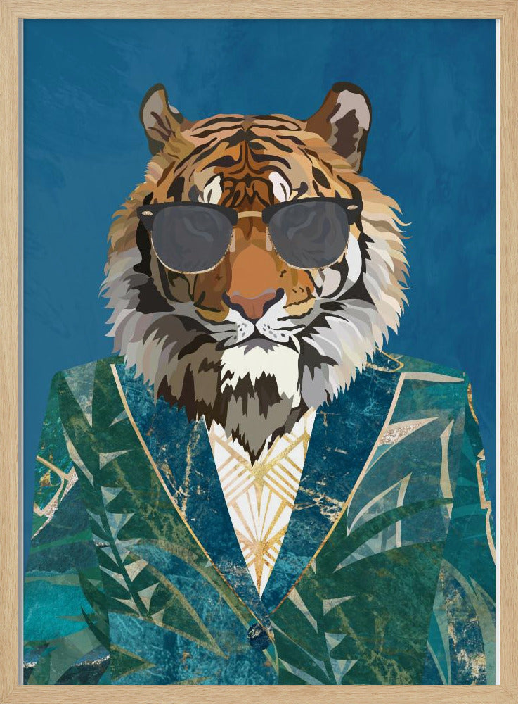 Tiger Jungle Jacket 1 - Stretched Canvas, Poster or Fine Art Print I Heart Wall Art