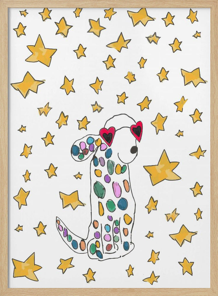 Rainbow Polkadot Dog - Stretched Canvas, Poster or Fine Art Print I Heart Wall Art
