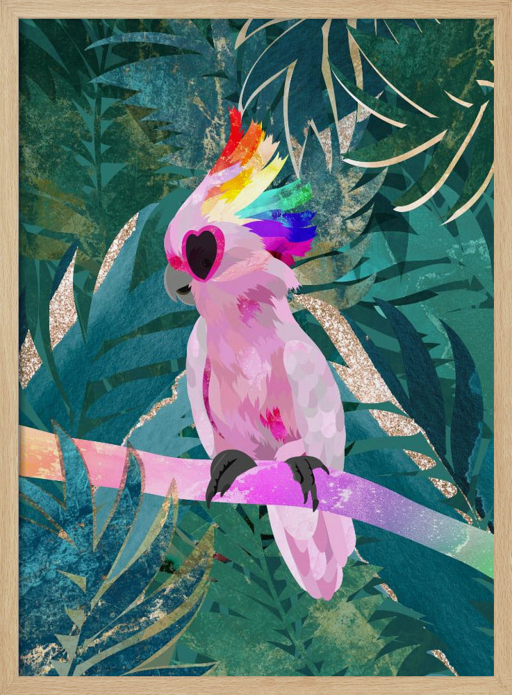 Jungle Rainbow Cockatoo - Stretched Canvas, Poster or Fine Art Print I Heart Wall Art