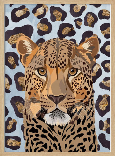 Leopard Print Leopard Blue - Stretched Canvas, Poster or Fine Art Print I Heart Wall Art