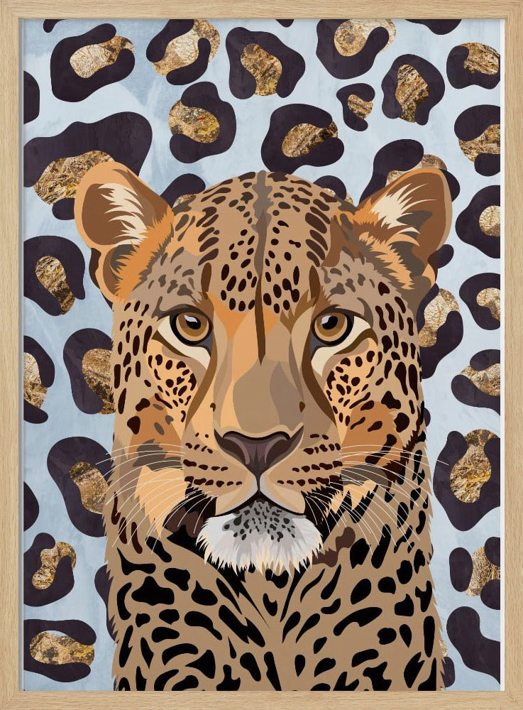 Leopard Print Leopard Blue - Stretched Canvas, Poster or Fine Art Print I Heart Wall Art