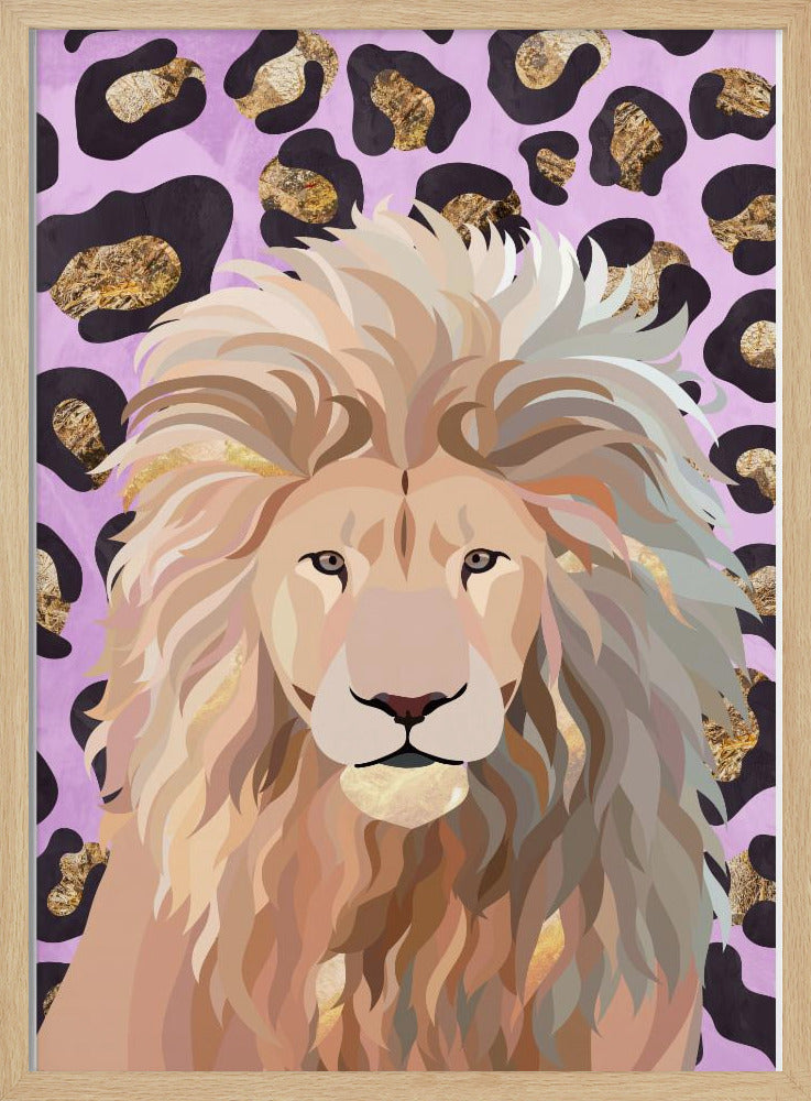 Leopard Print Lion Pink - Stretched Canvas, Poster or Fine Art Print I Heart Wall Art