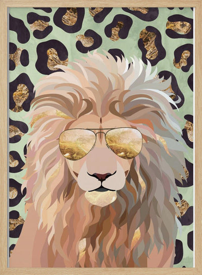Leopard Print Lion Green - Stretched Canvas, Poster or Fine Art Print I Heart Wall Art