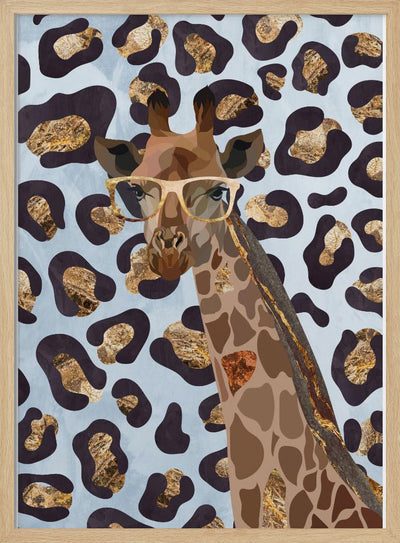 Leopard Print Giraffe Blue - Stretched Canvas, Poster or Fine Art Print I Heart Wall Art