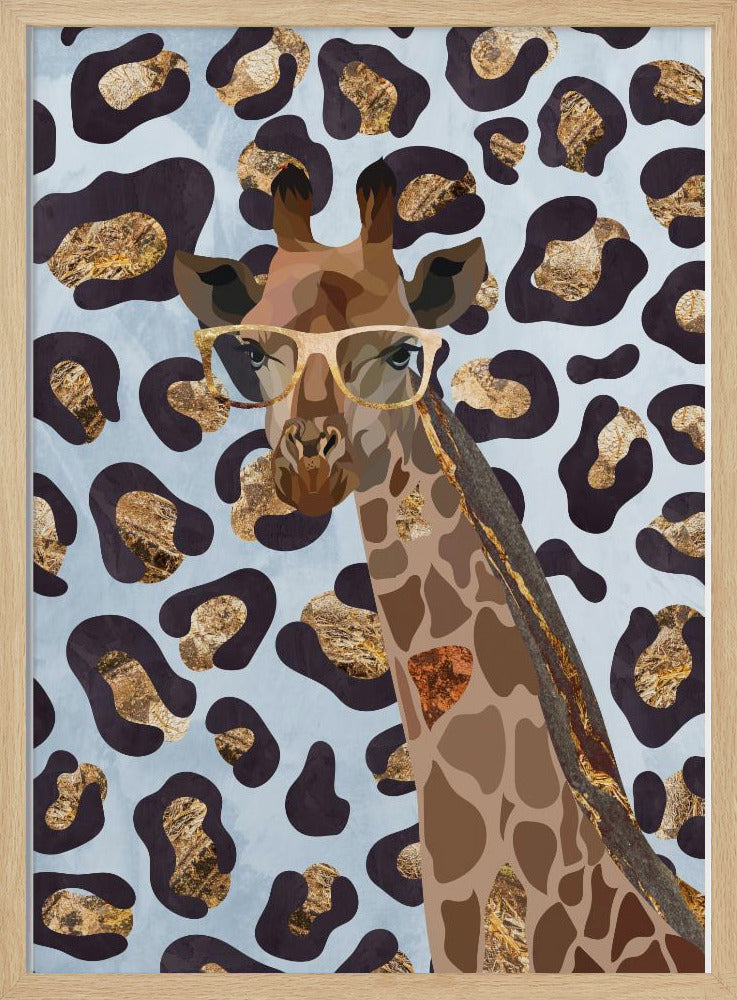 Leopard Print Giraffe Blue - Stretched Canvas, Poster or Fine Art Print I Heart Wall Art