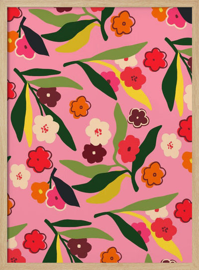 Retro Floral Fields - Stretched Canvas, Poster or Fine Art Print I Heart Wall Art