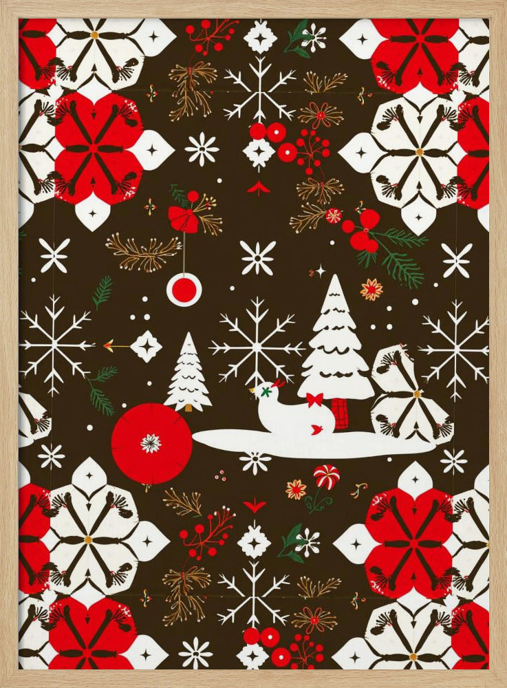 Snowy Festivities Pattern - Stretched Canvas, Poster or Fine Art Print I Heart Wall Art