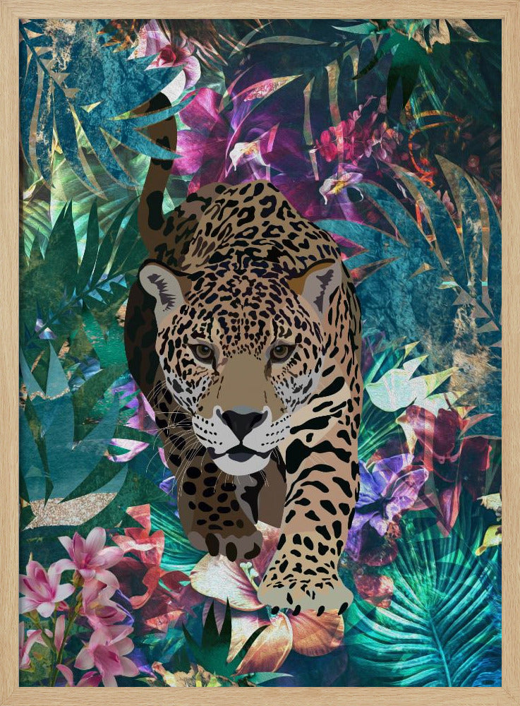 Tropical Jungle Jaguar - Stretched Canvas, Poster or Fine Art Print I Heart Wall Art