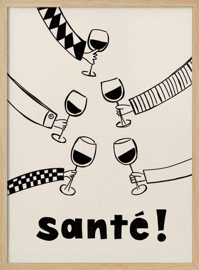 Santé Wine Party with Friends - Stretched Canvas, Poster or Fine Art Print I Heart Wall Art