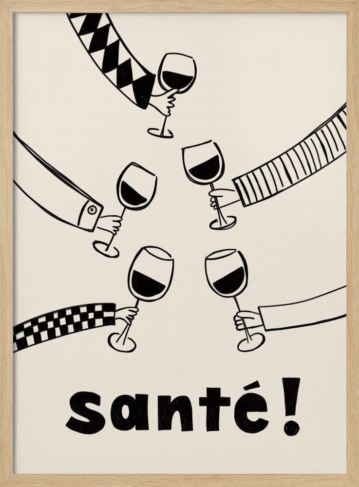 Santé Wine Party with Friends - Stretched Canvas, Poster or Fine Art Print I Heart Wall Art