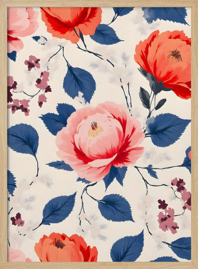 Crimson and Coral Flower - Stretched Canvas, Poster or Fine Art Print I Heart Wall Art