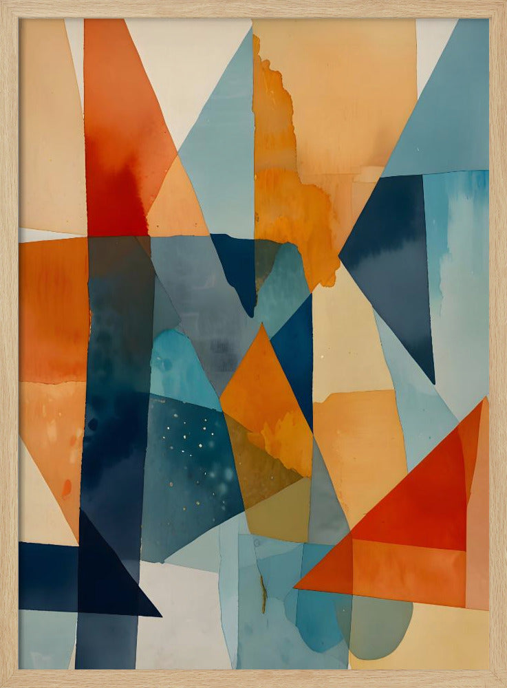 Abstract Angles of Blue and Orange - Stretched Canvas, Poster or Fine Art Print I Heart Wall Art