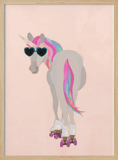 Unicorn Rollerskating peach - Stretched Canvas, Poster or Fine Art Print I Heart Wall Art