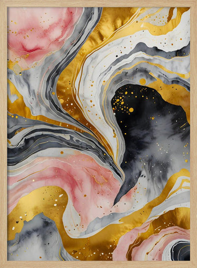 Golden Marble Whirls - Stretched Canvas, Poster or Fine Art Print I Heart Wall Art