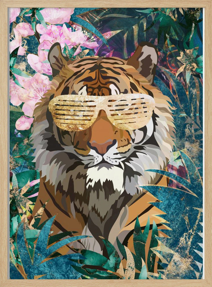 Cool Tiger Tropical Jungle - Stretched Canvas, Poster or Fine Art Print I Heart Wall Art