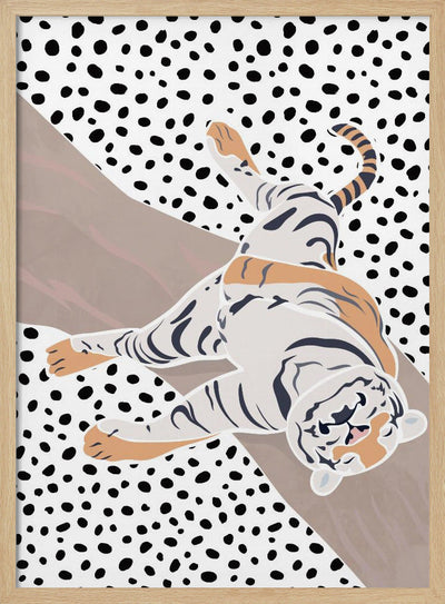 Tiger Sleeping polkadots - Stretched Canvas, Poster or Fine Art Print I Heart Wall Art