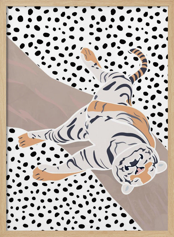Tiger Sleeping polkadots - Stretched Canvas, Poster or Fine Art Print I Heart Wall Art