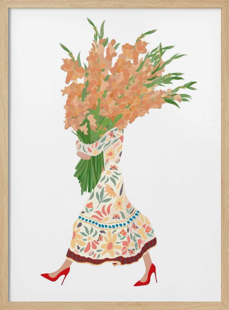 Boho Floral Dress white - Stretched Canvas, Poster or Fine Art Print I Heart Wall Art