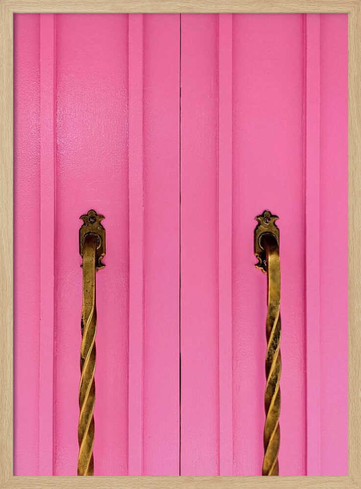 Modern Pink Doors with Brass Handles - Stretched Canvas, Poster or Fine Art Print I Heart Wall Art