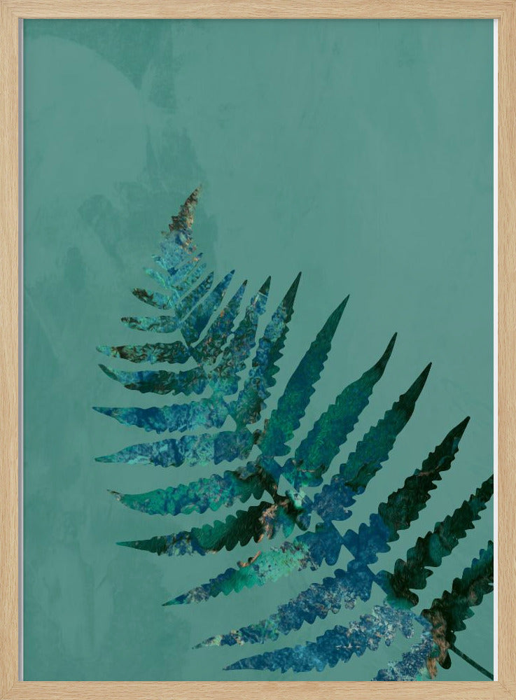 Teal Fern - Stretched Canvas, Poster or Fine Art Print I Heart Wall Art