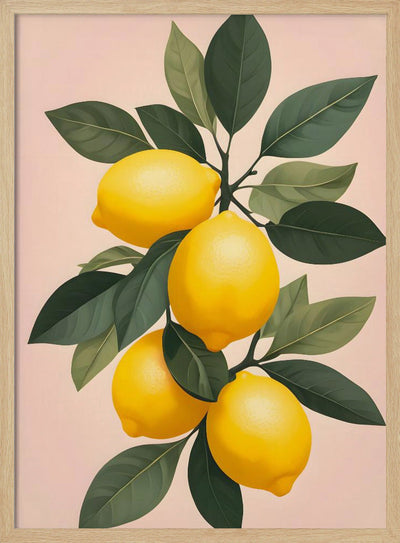 Golden Lemons On Green - Stretched Canvas, Poster or Fine Art Print I Heart Wall Art