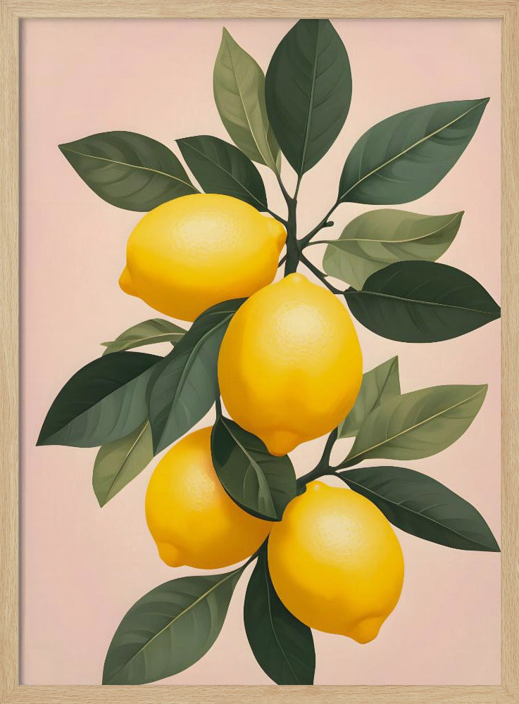 Golden Lemons On Green - Stretched Canvas, Poster or Fine Art Print I Heart Wall Art