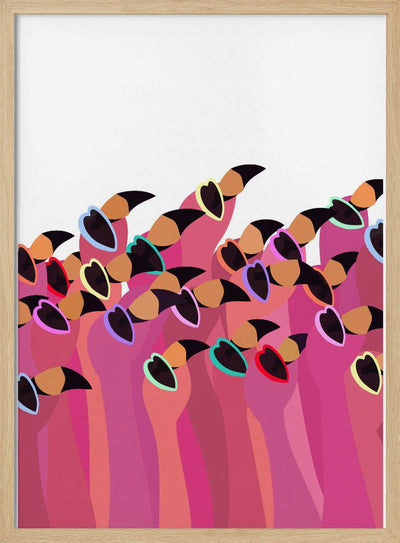 Flock flamingo white - Stretched Canvas, Poster or Fine Art Print I Heart Wall Art