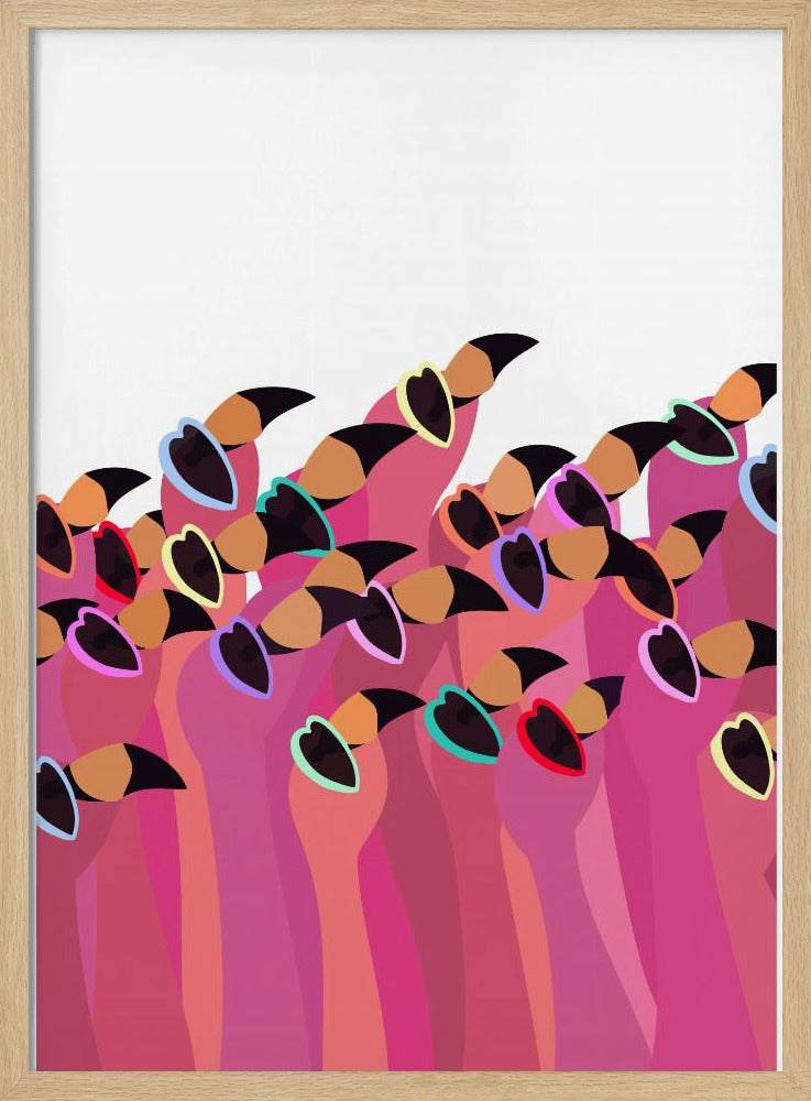 Flock flamingo white - Stretched Canvas, Poster or Fine Art Print I Heart Wall Art