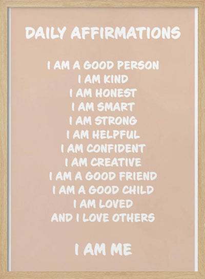 Daily Affirmations Beige - Stretched Canvas, Poster or Fine Art Print I Heart Wall Art