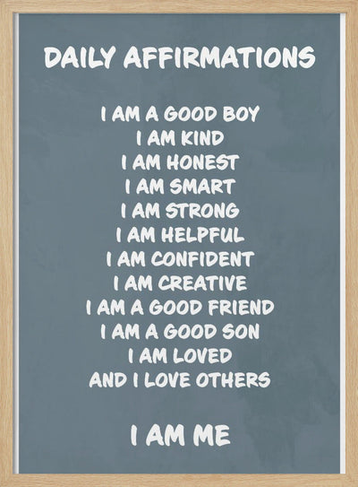 Daily Affirmations blue - Stretched Canvas, Poster or Fine Art Print I Heart Wall Art