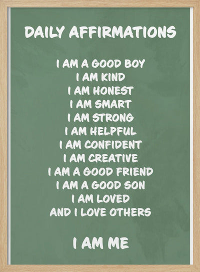 Daily Affirmations Green - Stretched Canvas, Poster or Fine Art Print I Heart Wall Art