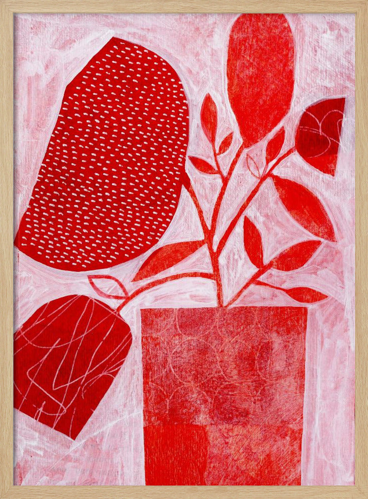 Red Floral Vase - Stretched Canvas, Poster or Fine Art Print I Heart Wall Art