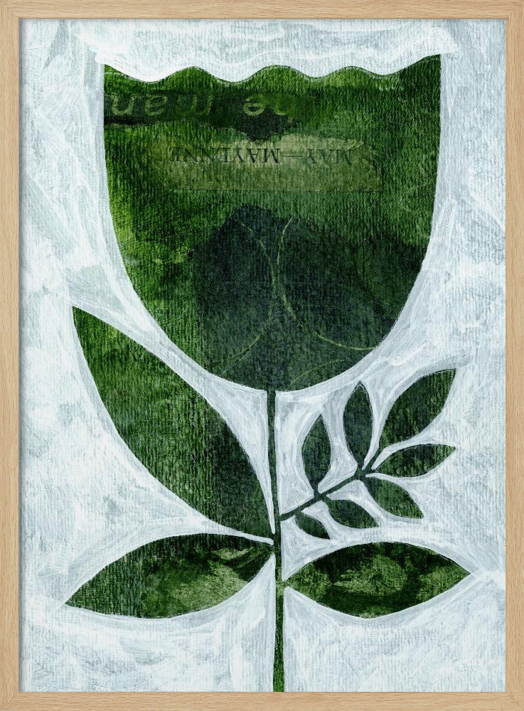 Abstract Green Tulip - Stretched Canvas, Poster or Fine Art Print I Heart Wall Art