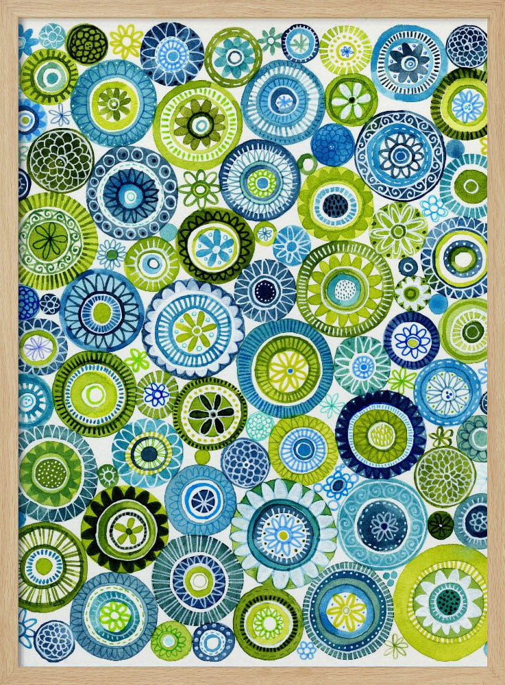 Frolic Floral Circles Pattern - Stretched Canvas, Poster or Fine Art Print I Heart Wall Art