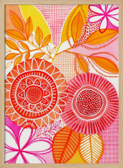 Hot Floral - Stretched Canvas, Poster or Fine Art Print I Heart Wall Art