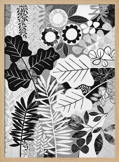Modern Botanical Black &amp; White - Stretched Canvas, Poster or Fine Art Print I Heart Wall Art