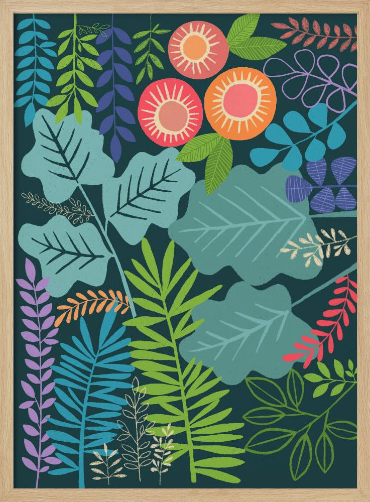 Modern Botanical Multi Colour - Stretched Canvas, Poster or Fine Art Print I Heart Wall Art